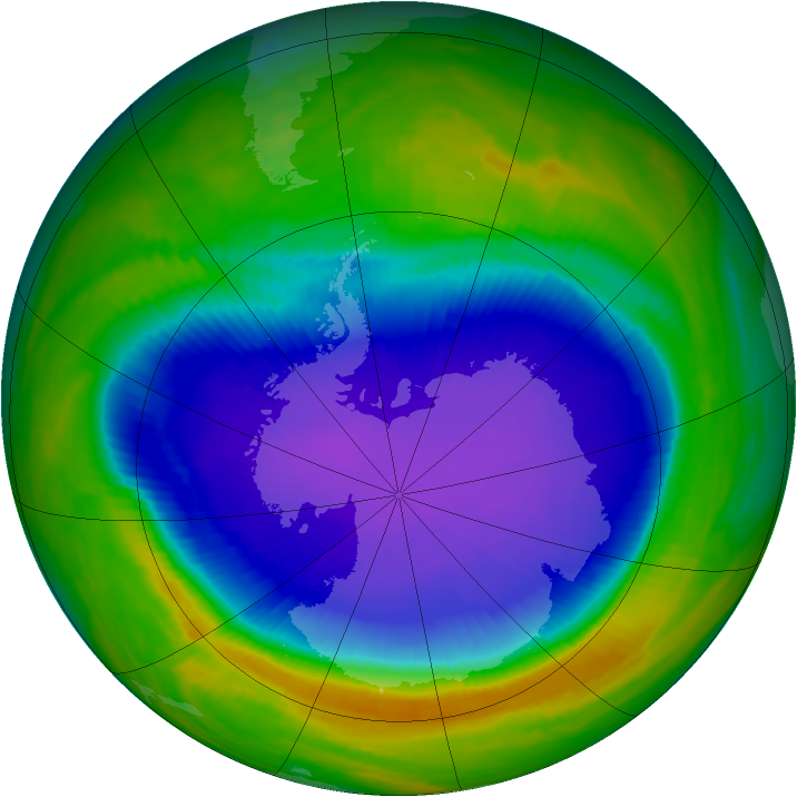 Antarctic ozone map for 09 October 1999